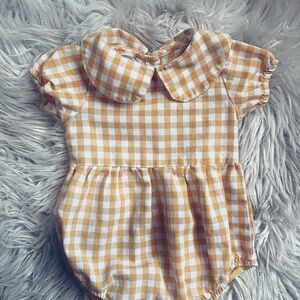 Yellow Gingham Baby Romper
